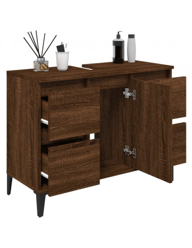 Mobile Lavabo Rovere Marrone 80x33x60 cm in Legno Multistrato