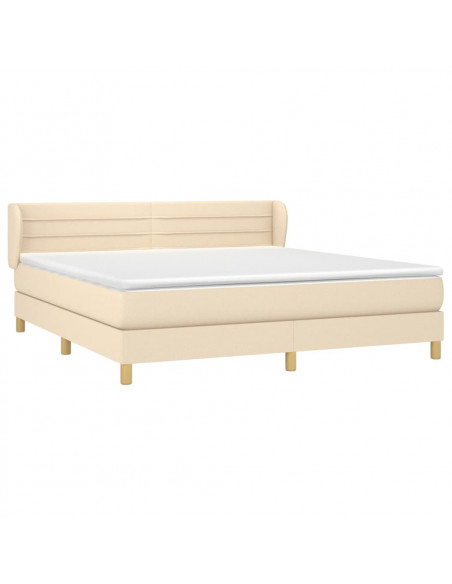 Giroletto a Molle con Materasso Crema 160x200 cm in Tessuto