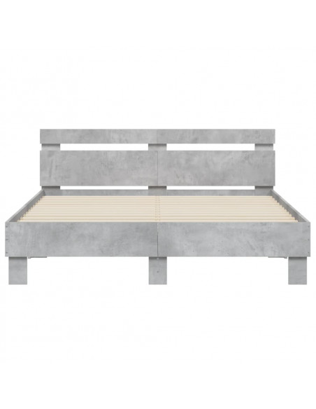 Giroletto con Testiera e LED Grigio Cemento 140x190 cm