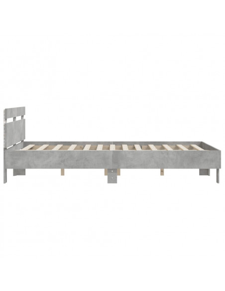 Giroletto con Testiera e LED Grigio Cemento 140x190 cm