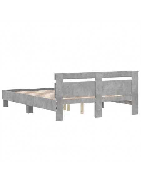 Giroletto con Testiera e LED Grigio Cemento 140x190 cm