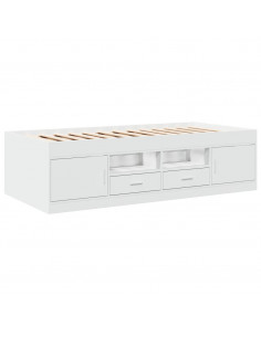 Divano Letto con Cassetti senza Materasso Bianco 75x190 cm 2