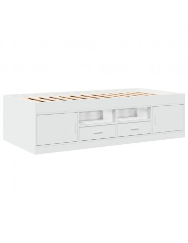 Divano Letto con Cassetti Bianco 75x190 cm in Legno Multistrato
