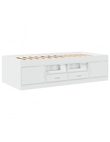 Divano Letto con Cassetti Bianco 75x190 cm in Legno Multistrato