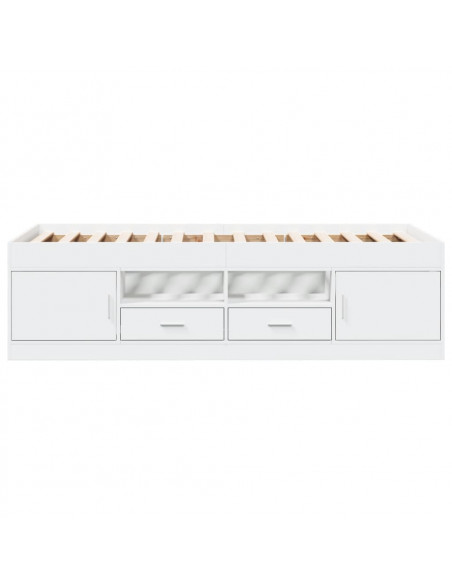 Divano Letto con Cassetti Bianco 75x190 cm in Legno Multistrato