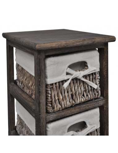 Struttura in Legno con 5 Cestini Intrecciati Marrone