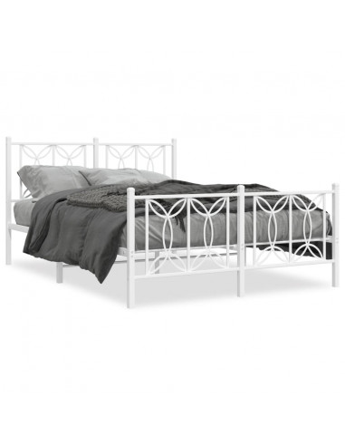 Giroletto con Testiera e Pediera Metallo Bianco 135x190 cm