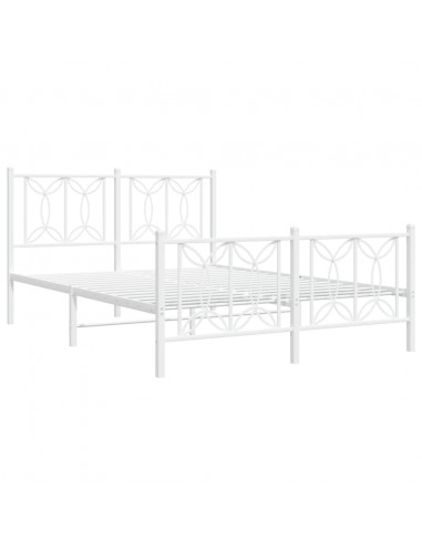 Giroletto con Testiera e Pediera Metallo Bianco 135x190 cm