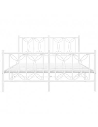 Giroletto con Testiera e Pediera Metallo Bianco 135x190 cm