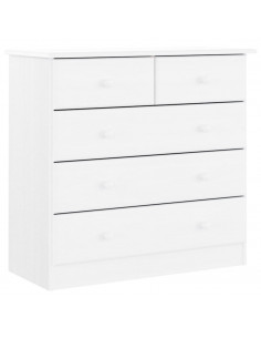 Cassettiera ALTA Bianca 77x35x73 cm in Legno Massello di Pino 2