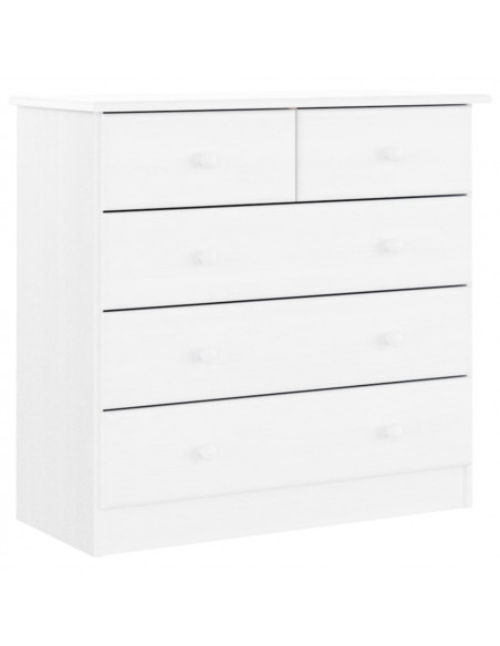 Cassettiera ALTA Bianca 77x35x73 cm in Legno Massello di Pino