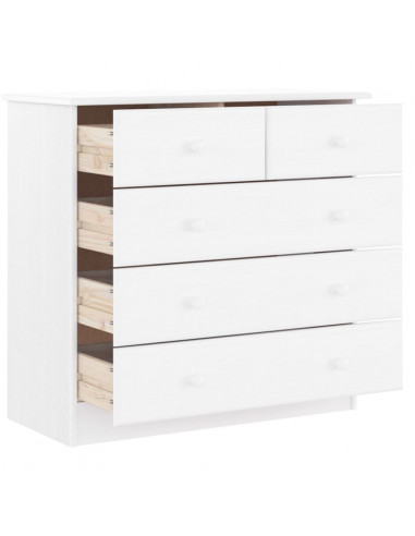 Cassettiera ALTA Bianca 77x35x73 cm in Legno Massello di Pino