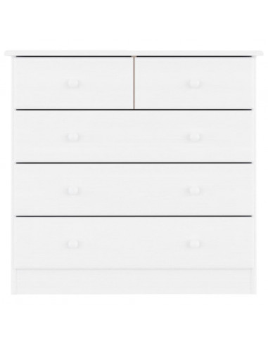 Cassettiera ALTA Bianca 77x35x73 cm in Legno Massello di Pino