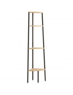 Scaffale Angolare 4 Livelli Marrone Chiaro Nero 45,5x31,5x150cm 2