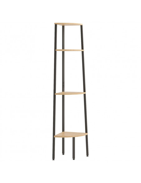 Scaffale Angolare 4 Livelli Marrone Chiaro Nero 45,5x31,5x150cm