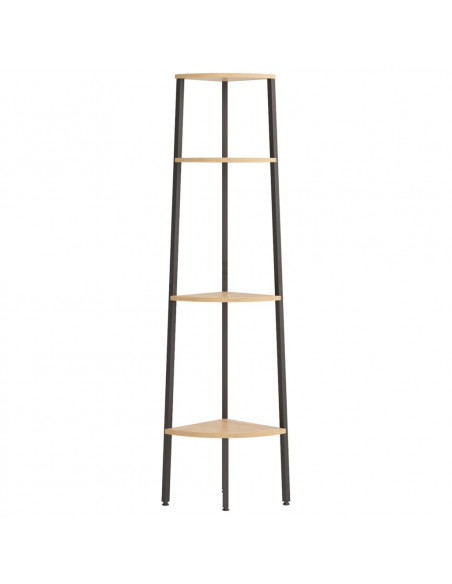 Scaffale Angolare 4 Livelli Marrone Chiaro Nero 45,5x31,5x150cm