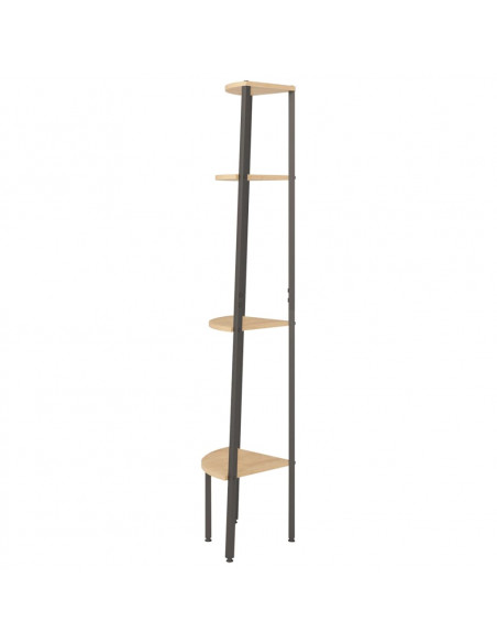 Scaffale Angolare 4 Livelli Marrone Chiaro Nero 45,5x31,5x150cm