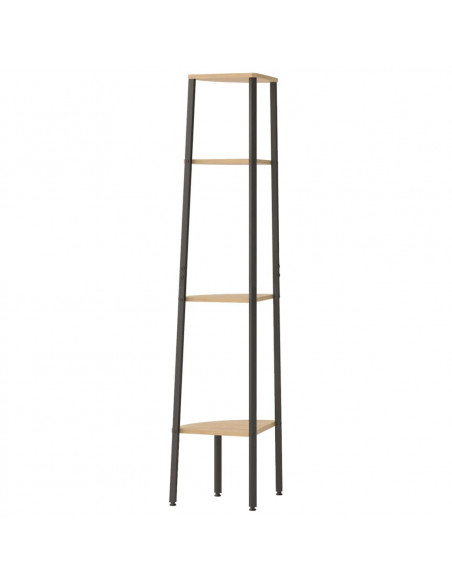 Scaffale Angolare 4 Livelli Marrone Chiaro Nero 45,5x31,5x150cm