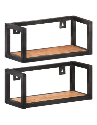 Mensole a Muro 2 pz 40 cm in Legno Massello di Acacia