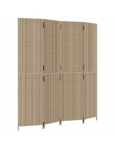 Divisorio per Ambienti a 4 Pannelli Beige in Polyrattan