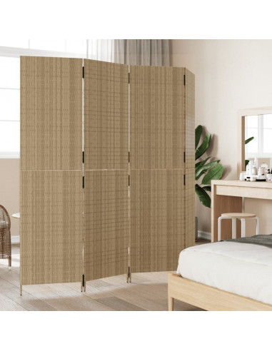 Divisorio per Ambienti a 4 Pannelli Beige in Polyrattan