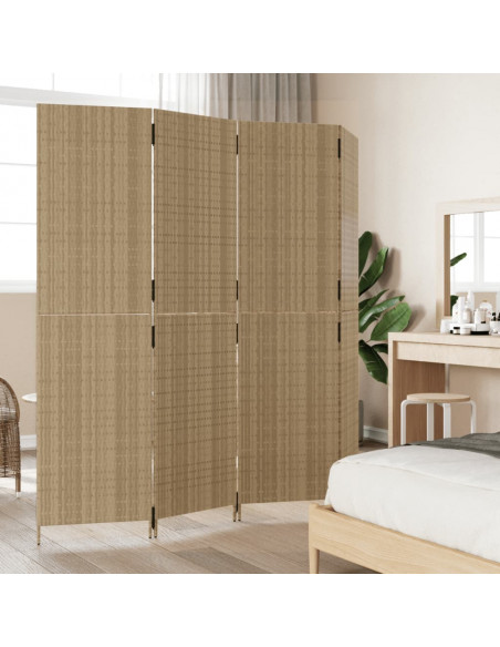 Divisorio per Ambienti a 4 Pannelli Beige in Polyrattan