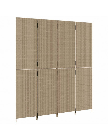 Divisorio per Ambienti a 4 Pannelli Beige in Polyrattan