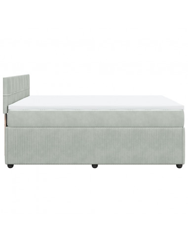 Giroletto a Molle con Materasso Grigio Chiaro 140x190cm Velluto