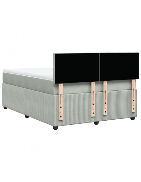 Giroletto a Molle con Materasso Grigio Chiaro 140x190cm Velluto