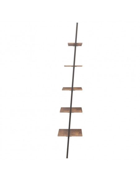 Scaffale Pendente 5 Livelli Marrone Scuro e Nero 64x34x185,5 cm