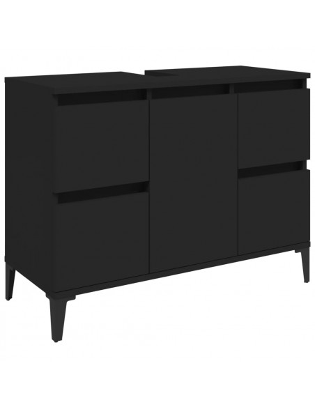 Mobile Lavabo Nero 80x33x60 cm in Legno Multistrato