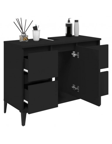 Mobile Lavabo Nero 80x33x60 cm in Legno Multistrato