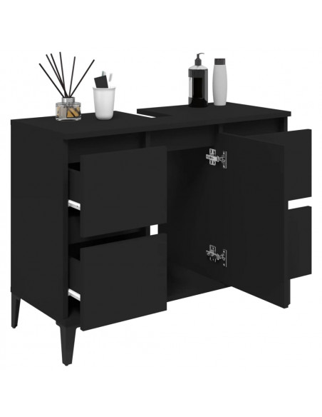 Mobile Lavabo Nero 80x33x60 cm in Legno Multistrato