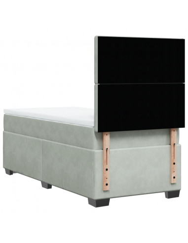 Giroletto a Molle con Materasso Grigio Chiaro 90x190 cm Velluto