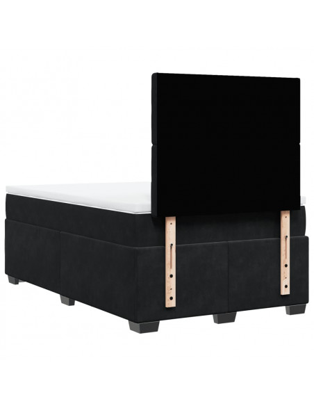 Giroletto a Molle con Materasso Nero 120x200 cm in Velluto