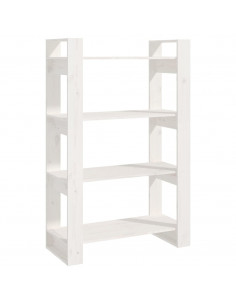 Libreria/Divisorio Bianco 80x35x125 cm Legno Massello di Pino 2