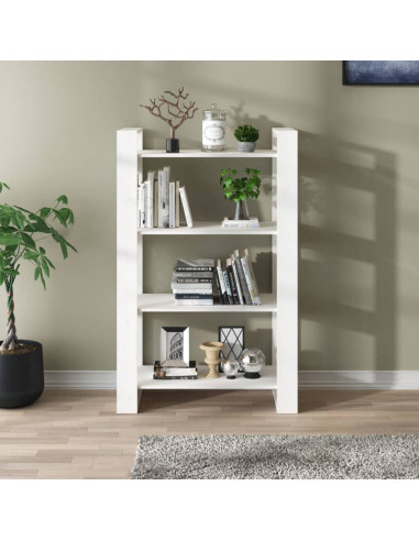 Libreria/Divisorio Bianco 80x35x125 cm Legno Massello di Pino