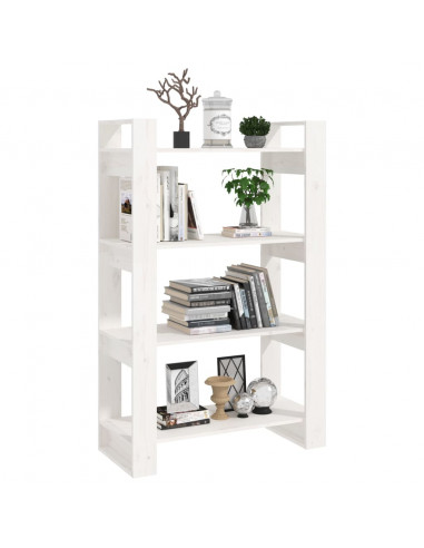 Libreria/Divisorio Bianco 80x35x125 cm Legno Massello di Pino