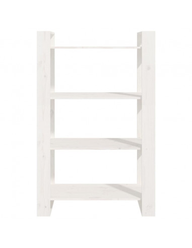 Libreria/Divisorio Bianco 80x35x125 cm Legno Massello di Pino