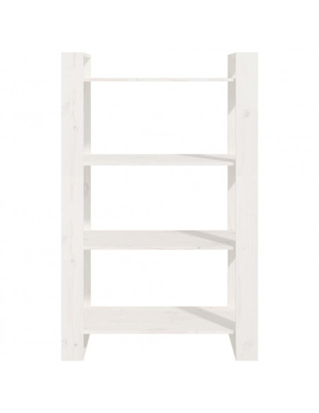 Libreria/Divisorio Bianco 80x35x125 cm Legno Massello di Pino