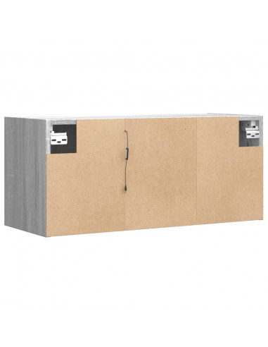 Mobile TV a Parete con Luci LED Grigio Sonoma 80x31x35 cm