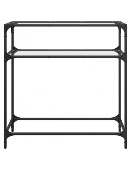 Tavolino Consolle Piano Vetro Trasparente 80x35x81cm in Acciaio