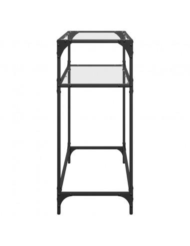 Tavolino Consolle Piano Vetro Trasparente 80x35x81cm in Acciaio