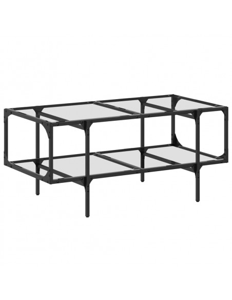 Tavolini con Piano Vetro Trasparente 2 pz 98,5x50x45 cm Acciaio
