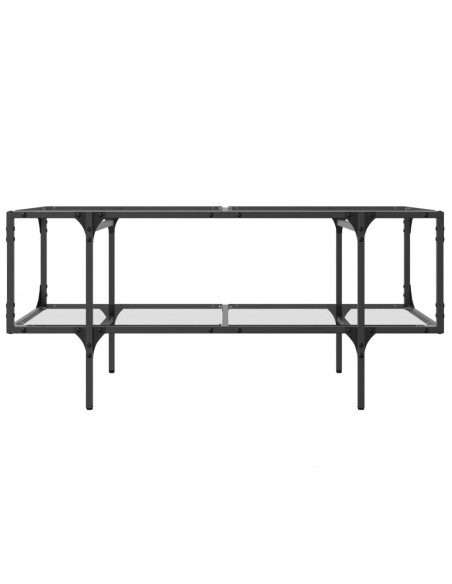 Tavolini con Piano Vetro Trasparente 2 pz 98,5x50x45 cm Acciaio