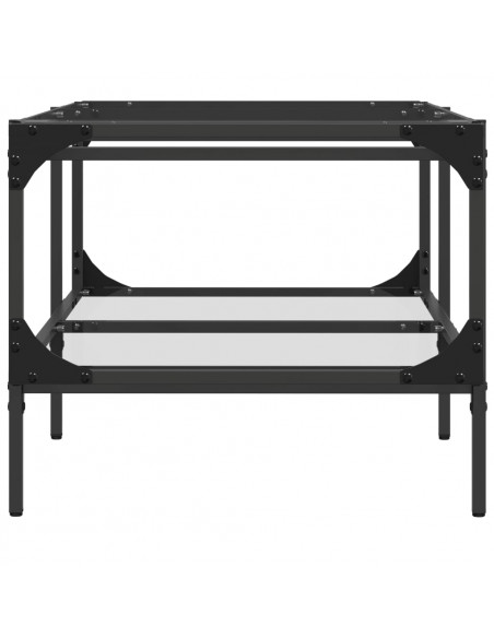 Tavolini con Piano Vetro Trasparente 2 pz 98,5x50x45 cm Acciaio