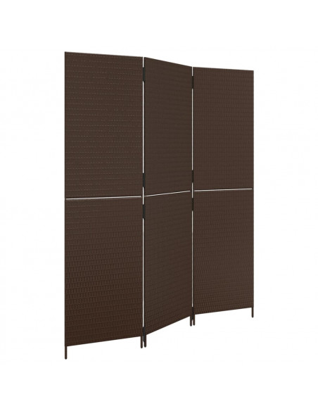 Divisorio per Ambienti a 3 Pannelli Marrone in Polyrattan