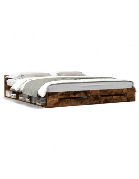 Giroletto con Cassetti Rovere Fumo 200x200 cm Legno Multistrato