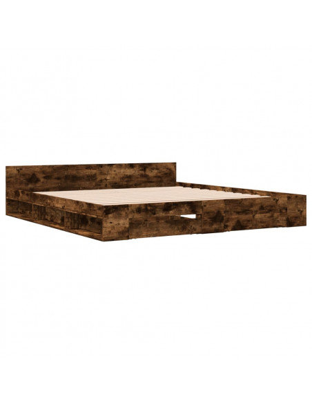 Giroletto con Cassetti Rovere Fumo 200x200 cm Legno Multistrato
