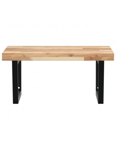 Ripiano a Parete per Lavabo in Acciaio e Massello di Acacia